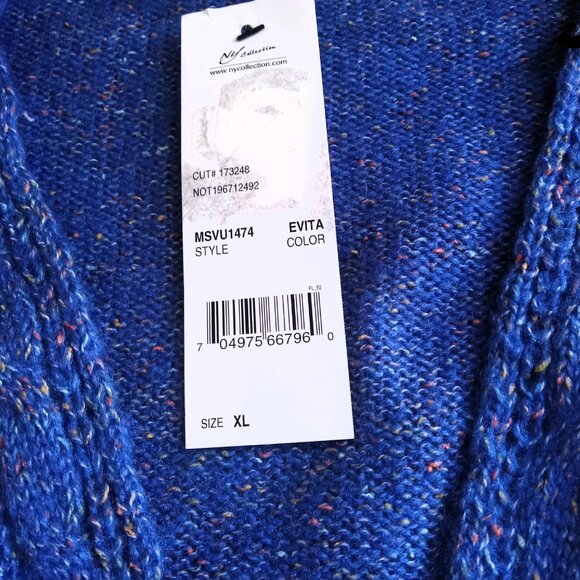 NWT NY Collection Blue Faux Wrap Front Sweater - Size XL - V Neck - Picture 8 of 10